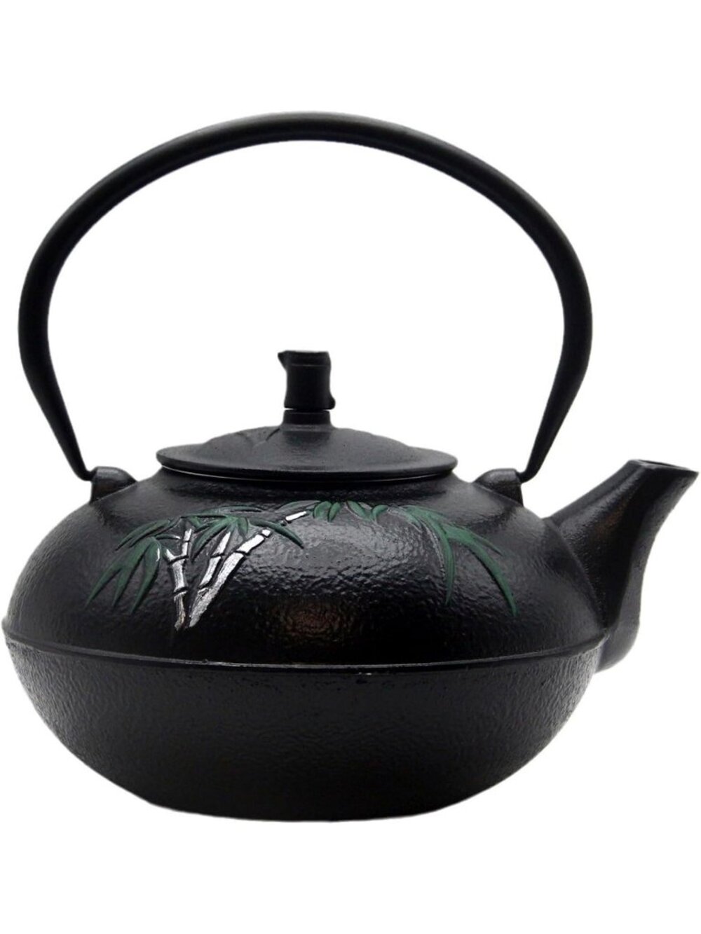 Black Cast Iron Kitchen Japanese Tea Pot 84.6oz 2500ml Stovetop Bamboo Infuser